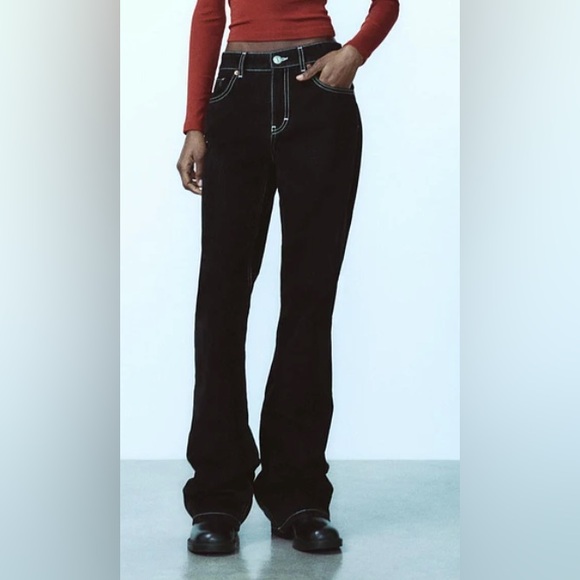 Zara Denim - Zara TRF Flocked Balloon Jeans / Black Size 10